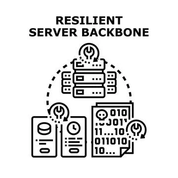 Resilient server backbone connecting data infrastructure concept Stock Illustration