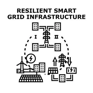 Resilient smart grid infrastructure concept vector drawing Stock Illustration