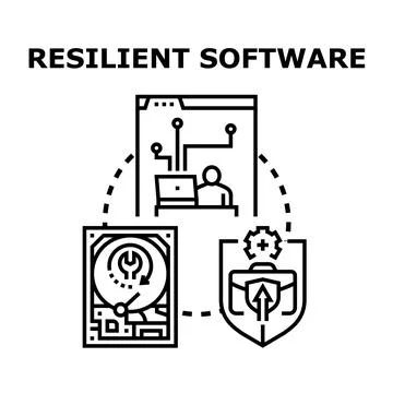 Resilient software concept ensuring system reliability and recovery 库存插图