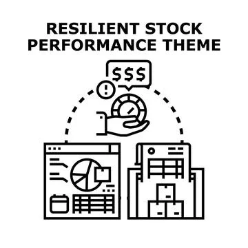 Resilient stock performance theme evaluating business analytics Illustrazione stock