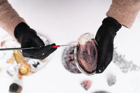 Resin marble coasters. Creativity and craft. Foto stock
