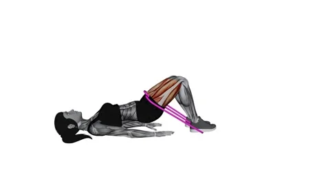 Resistance Band Hip Thrust (VERSION 2) Female fitness exercise workout anima Video stock 258821527