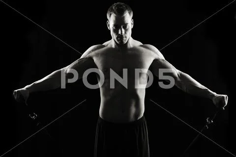 Resistance bands, low key on black Stock Photos