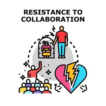 Resistance to collaboration concept creating disagreement and conflict Stock Illustration