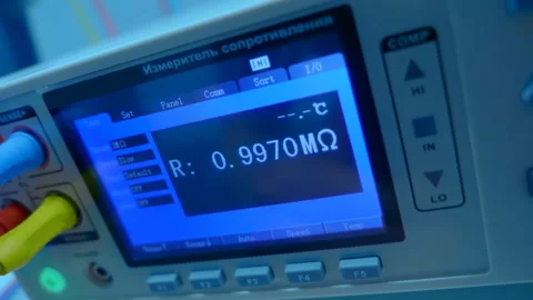 Resistance measurement data with high accuracy on screen for radio engineering Stock Footage 188074224