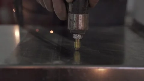 Resistance welding, nail welding, delayed sparks. Stock Footage 145932831