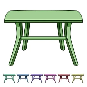 Resistant plastic table cartoon vector graphic Stock Illustration