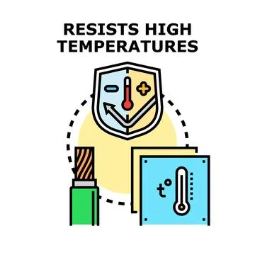 Resisting high temperatures concept for electrical cable protection Stock Illustration