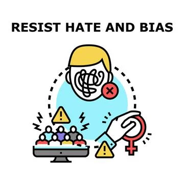 Resisting online hate and gender bias concept Stock Illustration