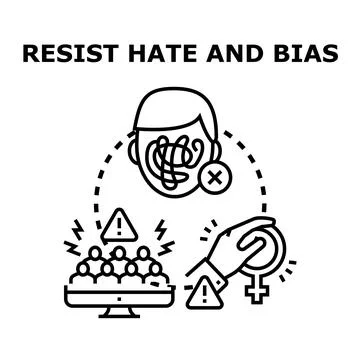 Resisting online hate and gender bias concept Stock Illustration