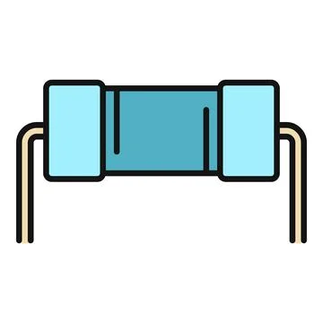 Resistor electronic component for electrical circuit flat illustration Stock Illustration