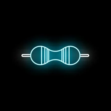 Resistor electronic component glowing blue neon line icon Stock Illustration