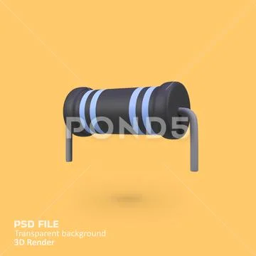 Resistor isolated 3d render icon illustration PSD Template