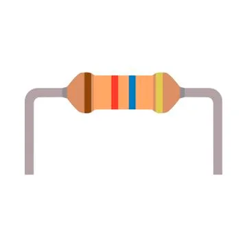Resistor small flat vector parts components electronic circuit. Microchip com Illustrazione stock