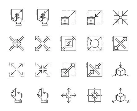 Resize and scale icons. Reduce, zoom, expand signs Stock Illustration