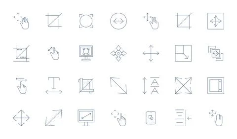 Resize Design Vector Icons featuring 28 Pixel Aligned Thin Line Style Stock Illustration