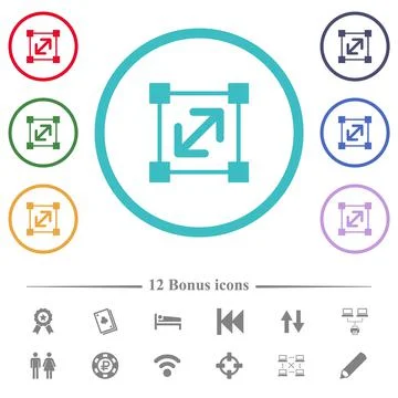 Resize element flat color icons in circle shape outlines Stock Illustration