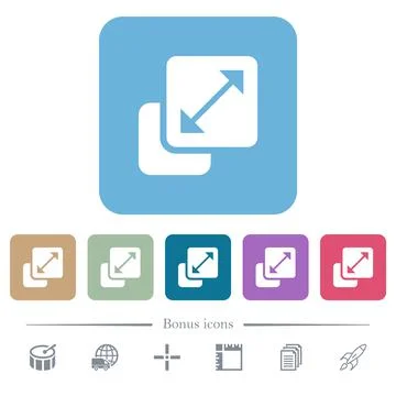 Resize element flat icons on color rounded square backgrounds Stock Illustration