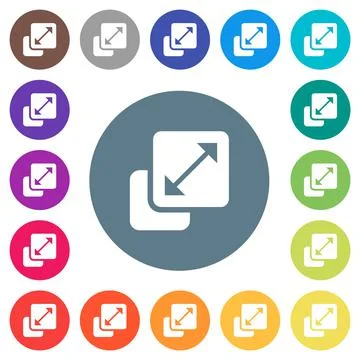 Resize element flat white icons on round color backgrounds Illustrazione stock