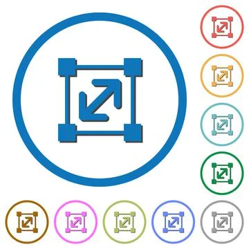 Resize element icons with shadows and outlines Stock Illustration