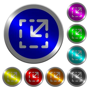Resize element luminous coin-like round color buttons Stock Illustration