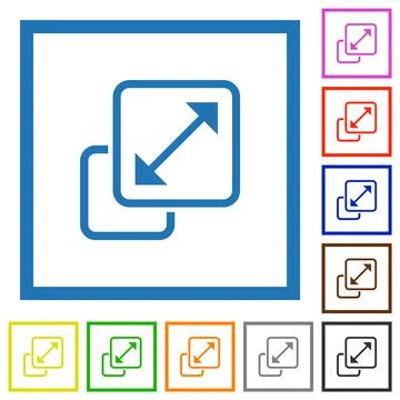 Resize element outline flat framed icons Stock Illustration