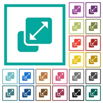 Resize element solid flat color icons with quadrant frames Stock Illustration