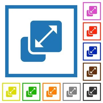 Resize element solid flat framed icons Illustrazione stock