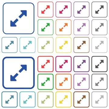 Resize full outlined flat color icons Illustrazione stock