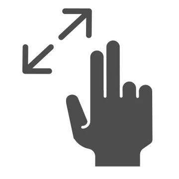 Resize gesture solid icon. Zoom in vector illustration isolated on white. Swipe 스톡 일러스트