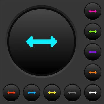 Resize horizontal dark push buttons with color icons Stock Illustration