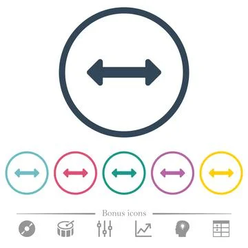 Resize horizontal flat color icons in round outlines Stock Illustration