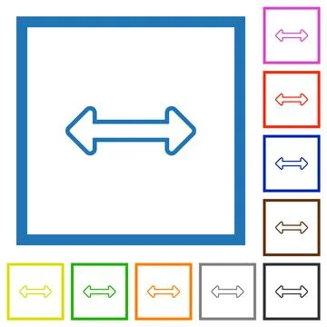 Resize horizontal outline flat framed icons Illustrazione stock