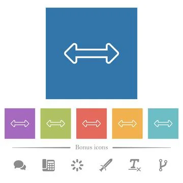 Resize horizontal outline flat white icons in square backgrounds Stock Illustration