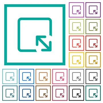 Resize object flat color icons with quadrant frames Stock Illustration
