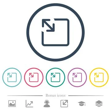 Resize object flat color icons in round outlines Stock Illustration