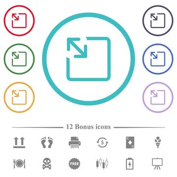 Resize object flat color icons in circle shape outlines Stock Illustration
