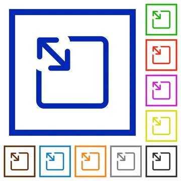 Resize object flat framed icons Illustrazione stock