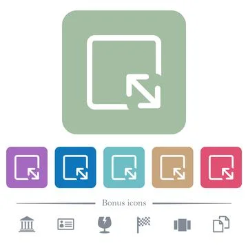 Resize object flat icons on color rounded square backgrounds 스톡 일러스트