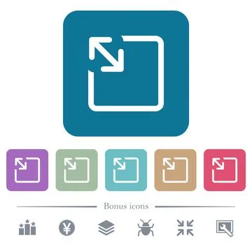 Resize object flat icons on color rounded square backgrounds Stock Illustration