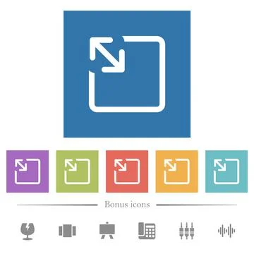 Resize object flat white icons in square backgrounds Stock Illustration