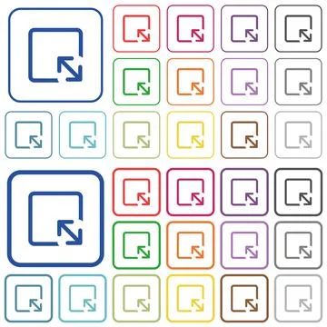 Resize object outlined flat color icons Stockillustratie