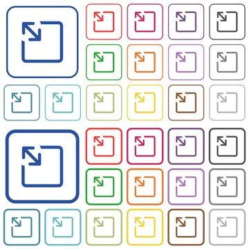 Resize object outlined flat color icons 스톡 일러스트