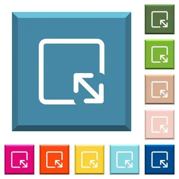 Resize object white icons on edged square buttons Stock Illustration