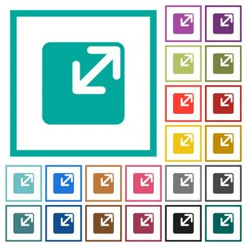 Resize window flat color icons with quadrant frames Stock Illustration