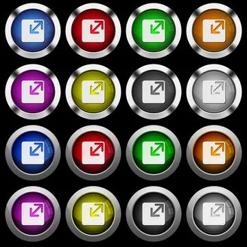 Resize window white icons in round glossy buttons on black background Illustrazione stock