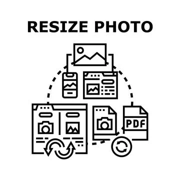 Resizing digital image for various platforms and file formats Illustration