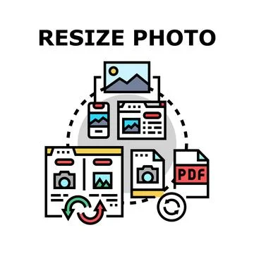 Resizing digital image for various platforms and file formats Stock Illustration