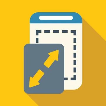 Resizing feature in mobile app interface with two arrows pointing diagonally  Stock Illustration