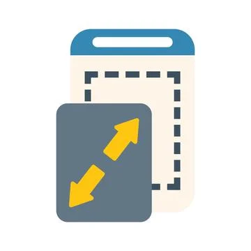 Resizing mobile app user interface element with double arrow symbol Stock Illustration